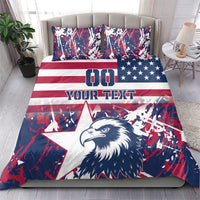 Rugby-style bedding set with two pillows: eagle head, red-white-blue stars, and stripes