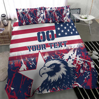 Rugby-style duvet cover featuring eagle head, star border, and red-white-blue stripe band