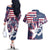 Custom USA Rugby Couples Matching Off The Shoulder Long Sleeve Dress and Hawaiian Shirt Pacific Go Eagles 2024 - Wonder Print Shop