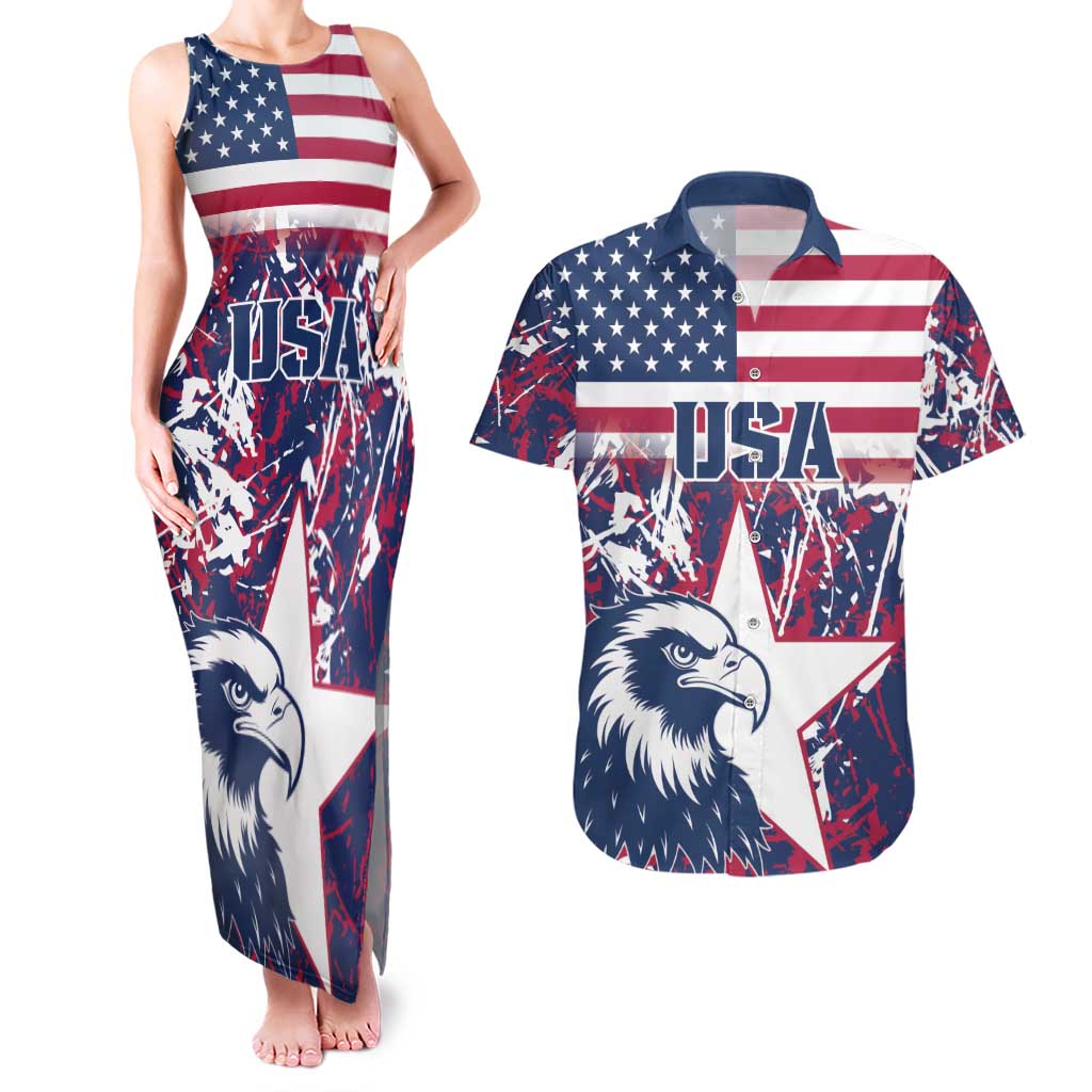 Custom USA Rugby Couples Matching Tank Maxi Dress and Hawaiian Shirt Pacific Go Eagles 2024 - Wonder Print Shop