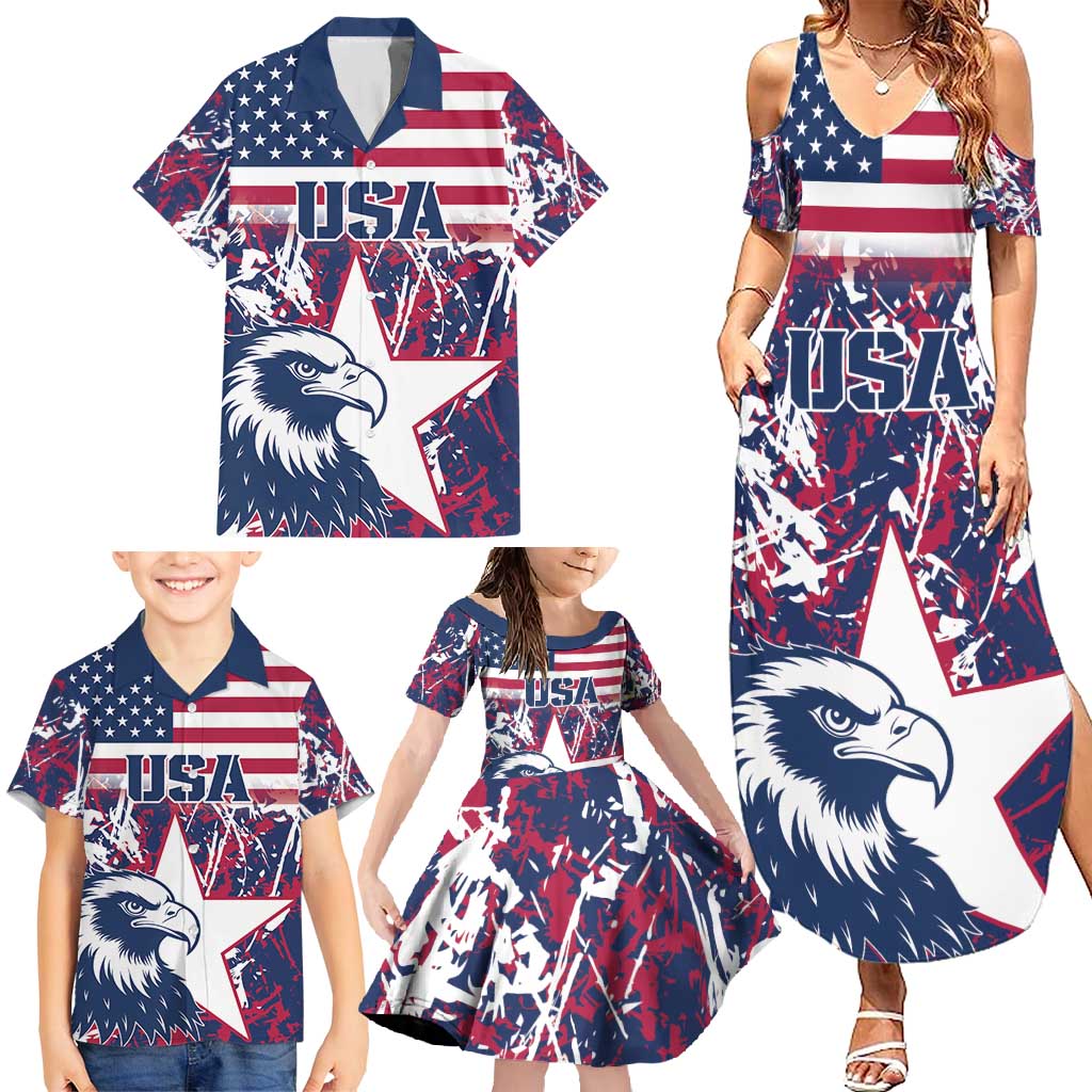 Custom USA Rugby Family Matching Summer Maxi Dress and Hawaiian Shirt Pacific Go Eagles 2024 - Wonder Print Shop