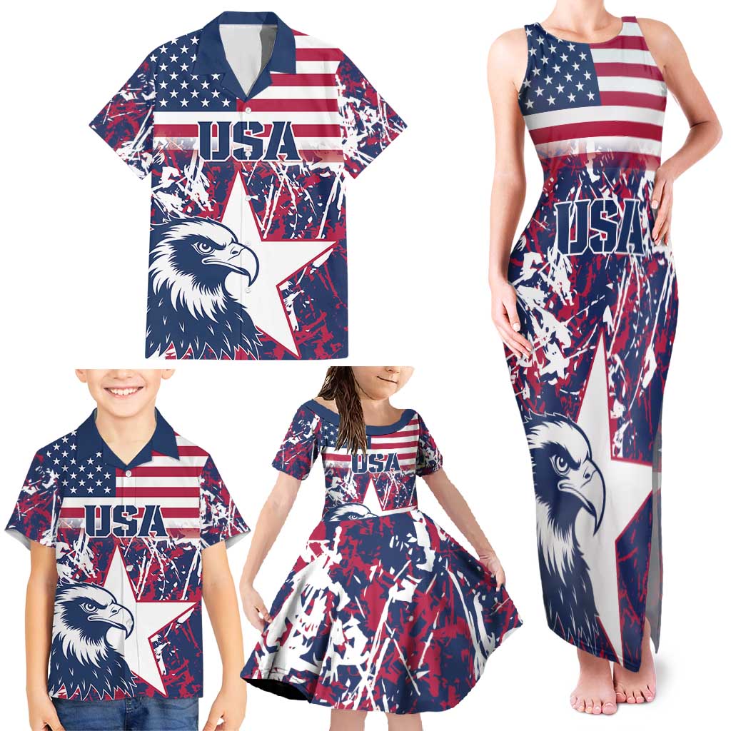 Custom USA Rugby Family Matching Tank Maxi Dress and Hawaiian Shirt Pacific Go Eagles 2024 - Wonder Print Shop