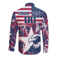 Long sleeve button rugby shirt with stars-and-stripes back graphic and eagle head