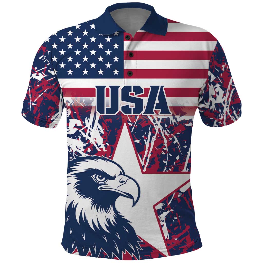 Custom USA Rugby Polo Shirt Pacific Go Eagles 2024 - Wonder Print Shop