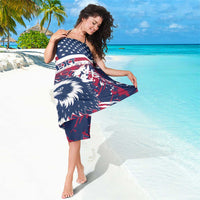 Navy, red, and white USA rugby sarong with eagle face and star stripe design