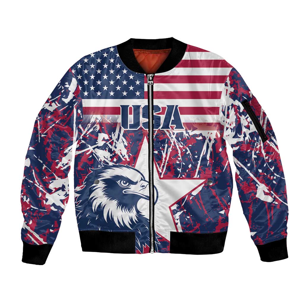 Custom USA Rugby Sleeve Zip Bomber Jacket Pacific Go Eagles 2024