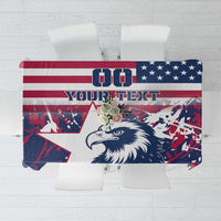Red, white and blue tablecloth flat view with eagle graphic and text area