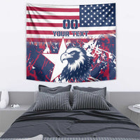 Wall tapestry with USA flag stripes, stars, and an eagle head with 00 and text