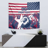 Rugby tapestry with USA flag top panel, 00 marking, and eagle head artwork