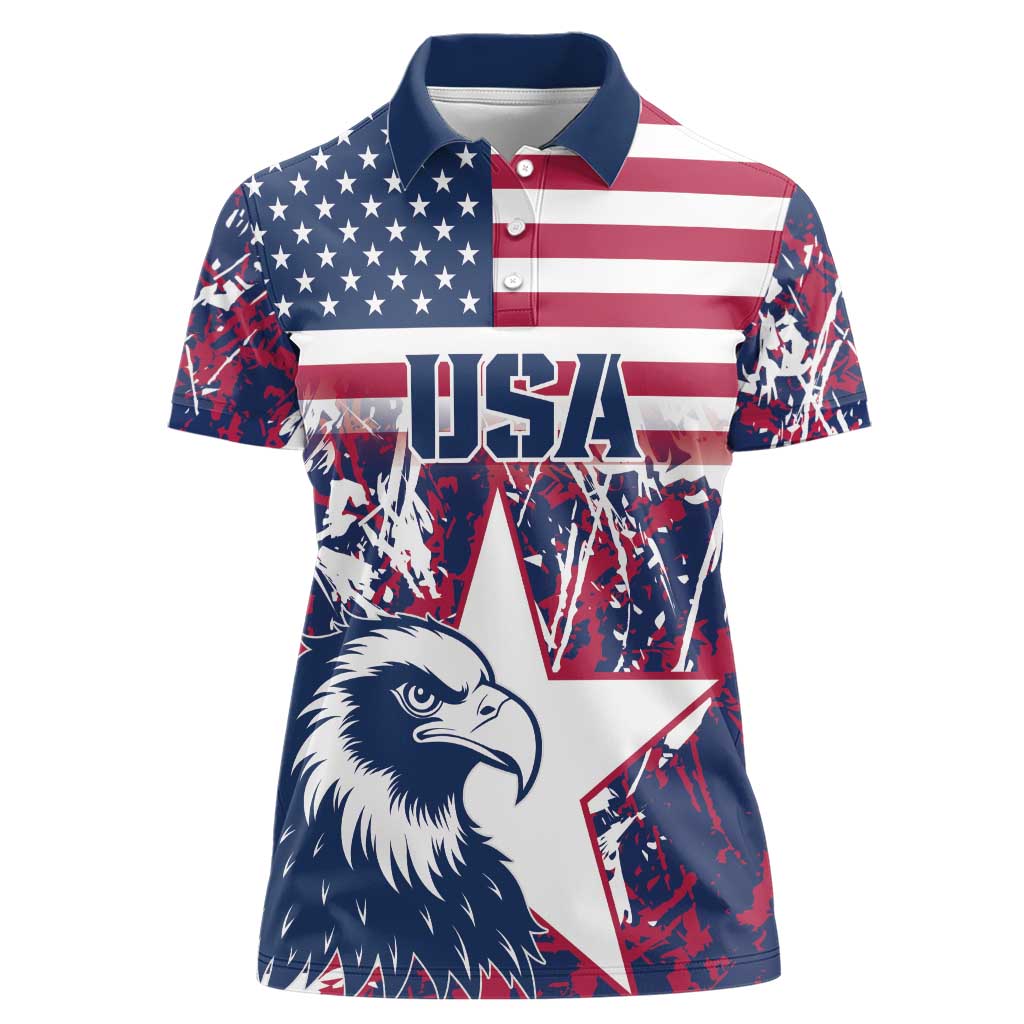 Custom USA Rugby Women Polo Shirt Pacific Go Eagles 2024