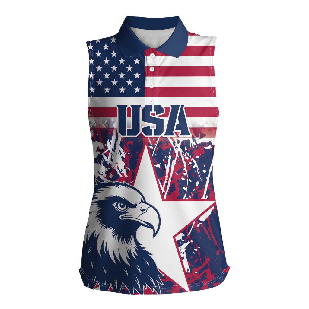 Custom USA Rugby Women Sleeveless Polo Shirt Pacific Go Eagles 2024