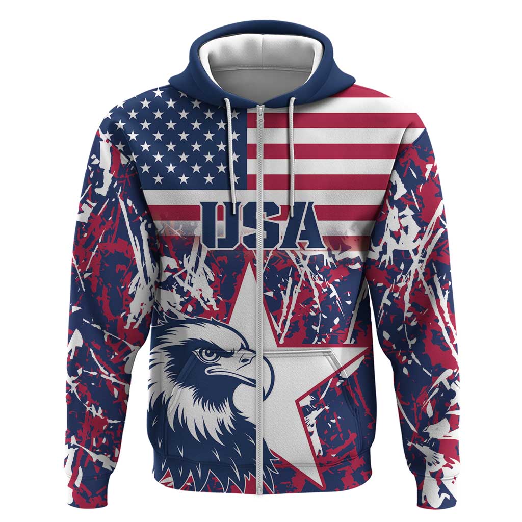 Custom USA Rugby Zip Hoodie Pacific Go Eagles 2024