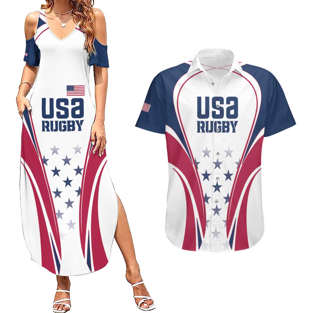 Custom USA Rugby Couples Matching Summer Maxi Dress and Hawaiian Shirt Simple Style - Wonder Print Shop