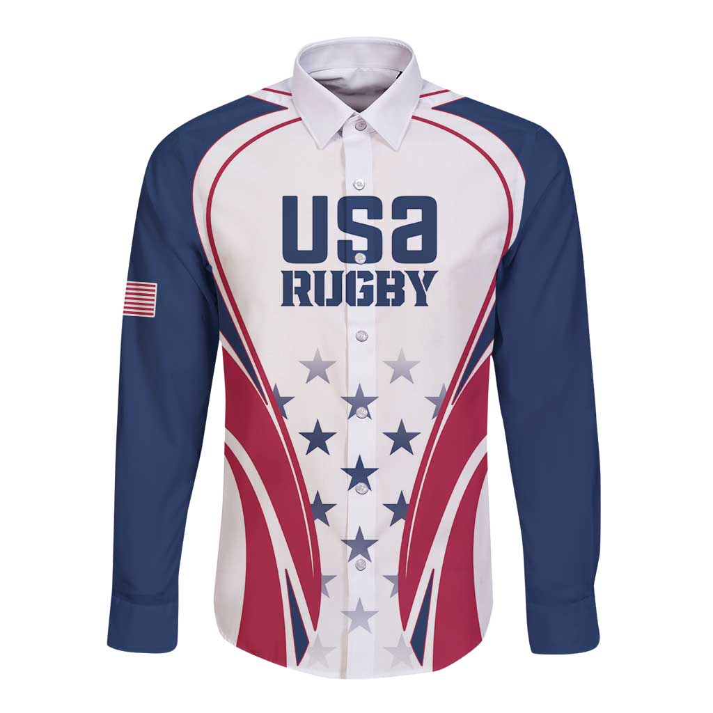 Custom USA Rugby Long Sleeve Button Shirt Simple Style - Wonder Print Shop