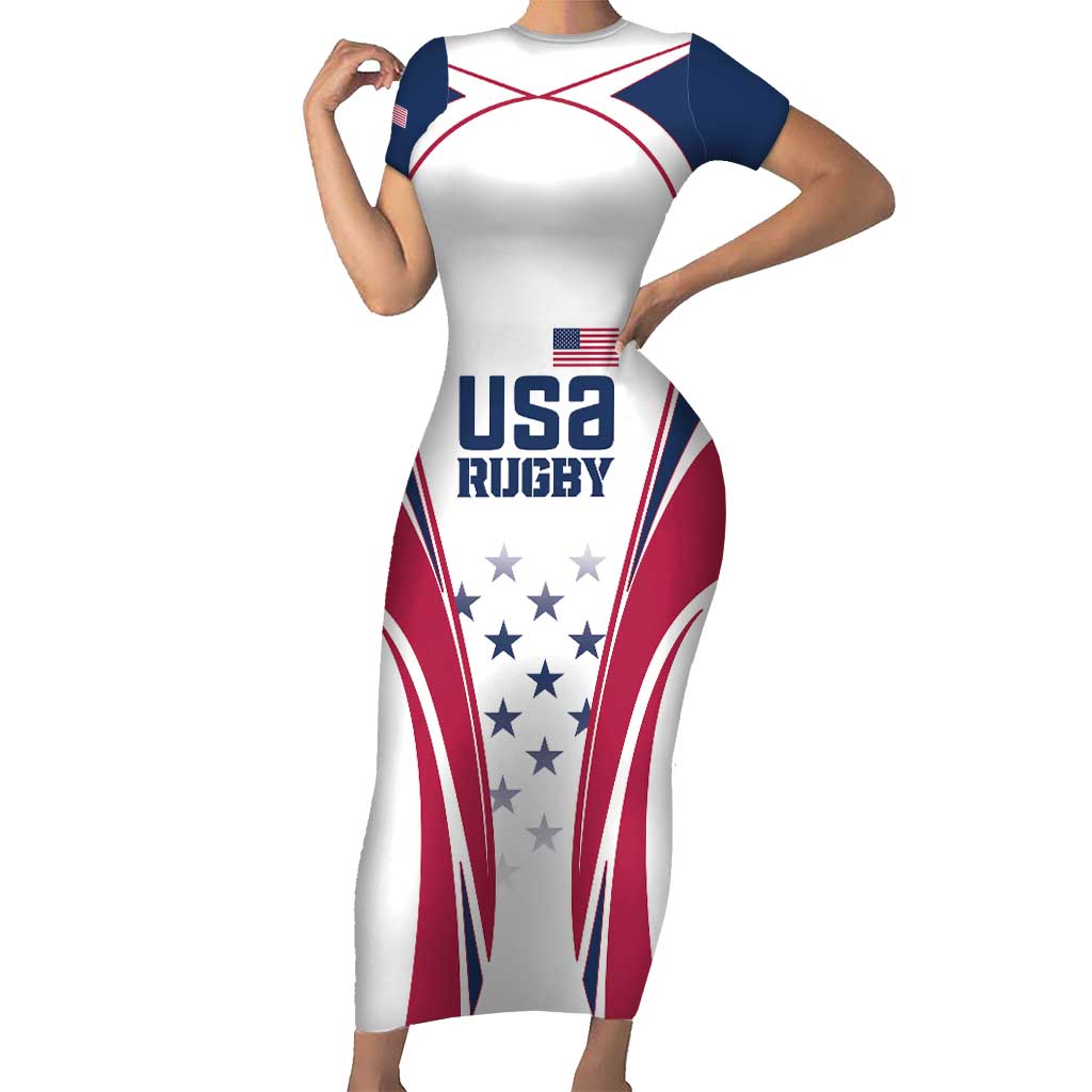 Custom USA Rugby Short Sleeve Bodycon Dress Simple Style