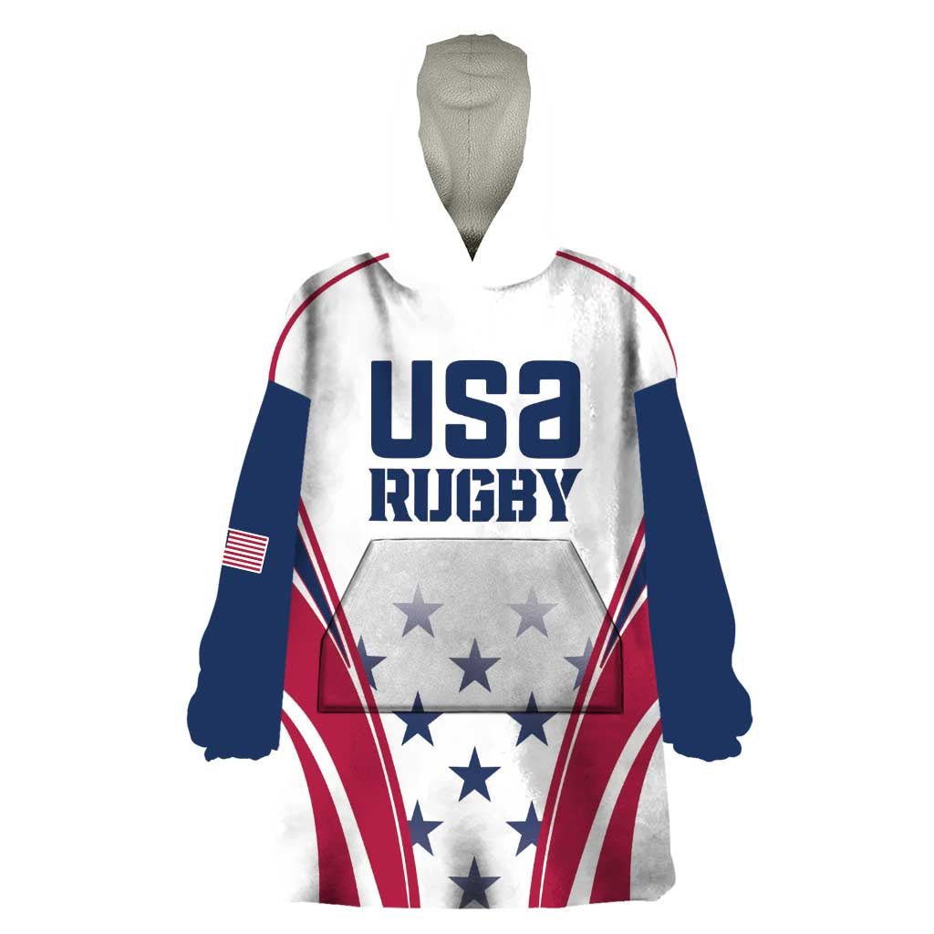 Custom USA Rugby Wearable Blanket Hoodie Simple Style