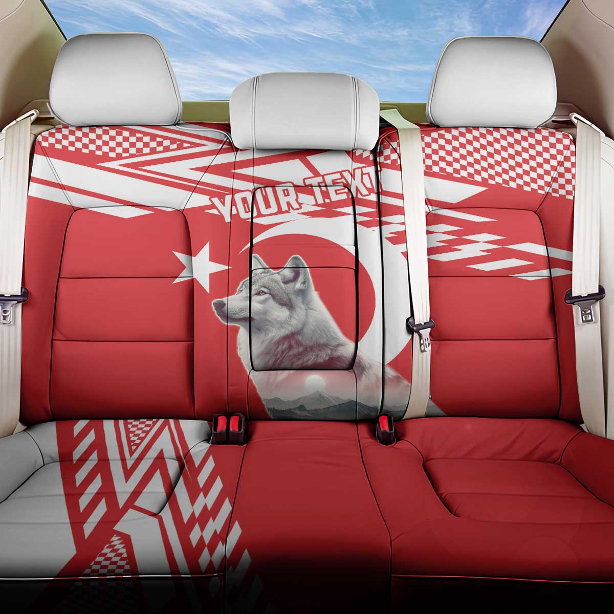 Personalized Gray Wolf Turkey Back Car Seat Cover Turkish Mountain