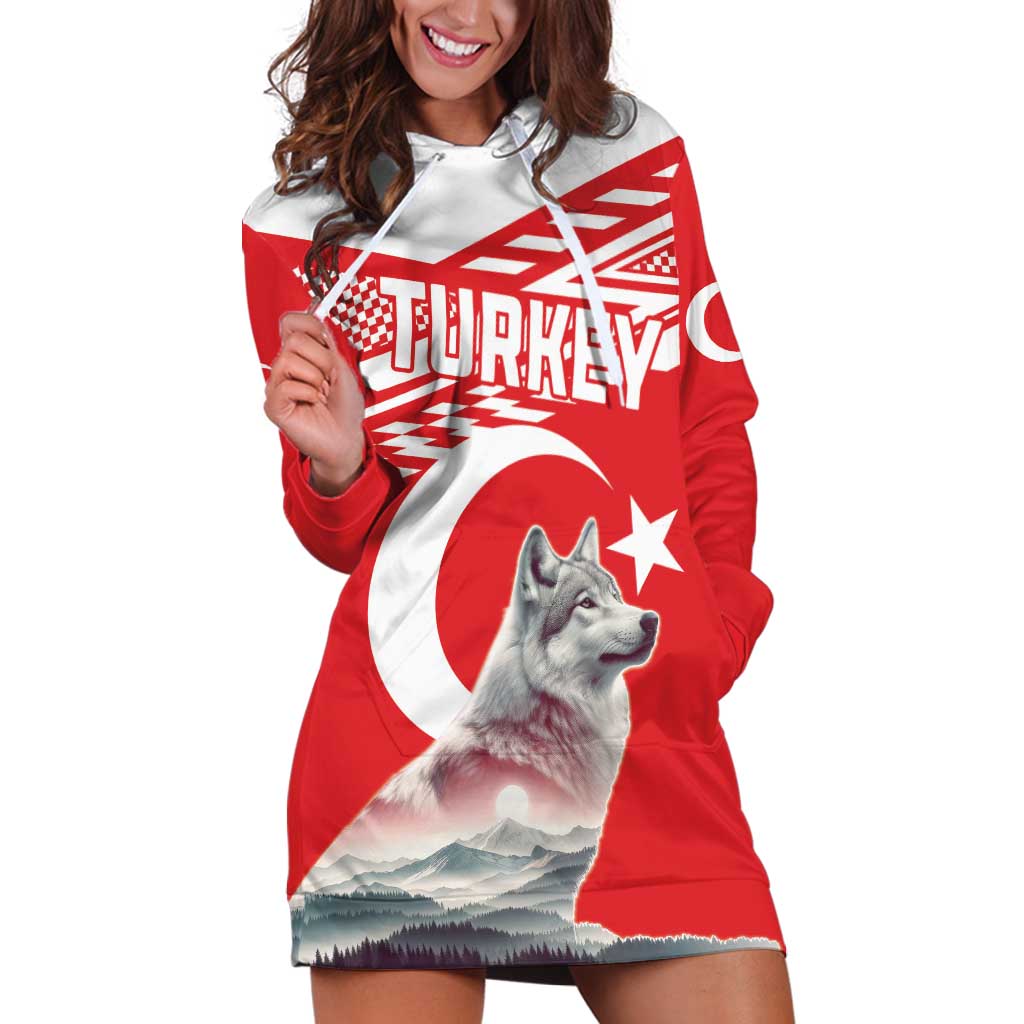 Personalized Gray Wolf Turkey Hoodie Dress Turkish Mountain - Wonder Print Shop