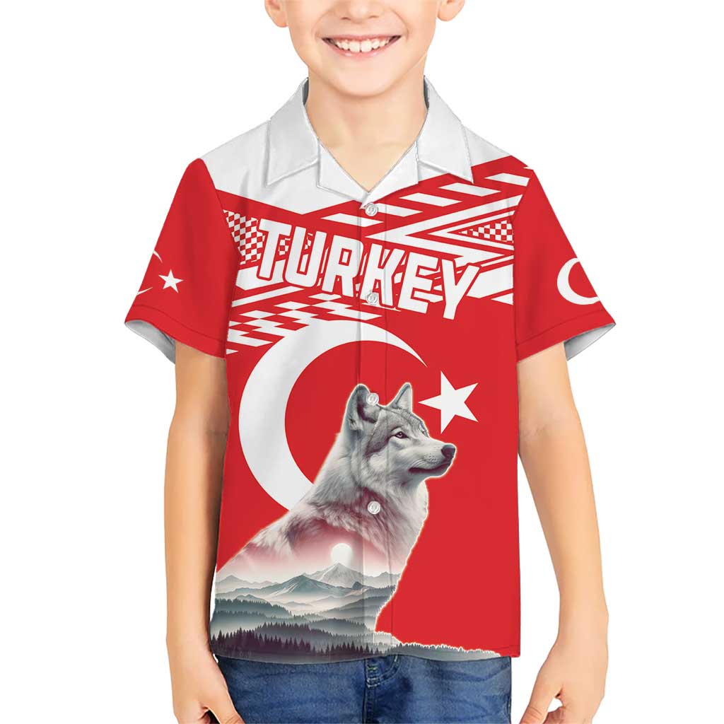 Personalized Gray Wolf Turkey Kid Hawaiian Shirt Turkish Mountain - Wonder Print Shop