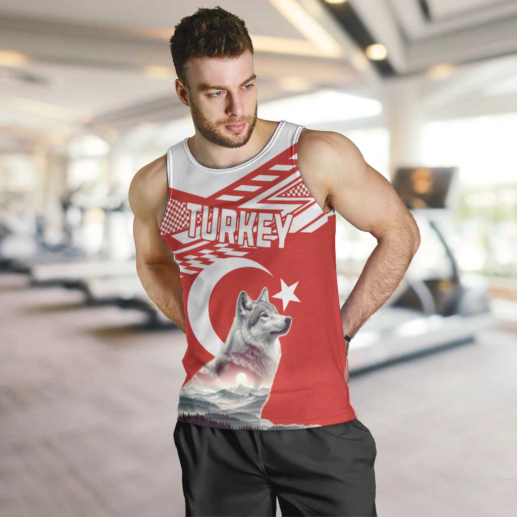 Personalized Gray Wolf Turkey Men Tank Top Turkish Mountain - Wonder Print Shop