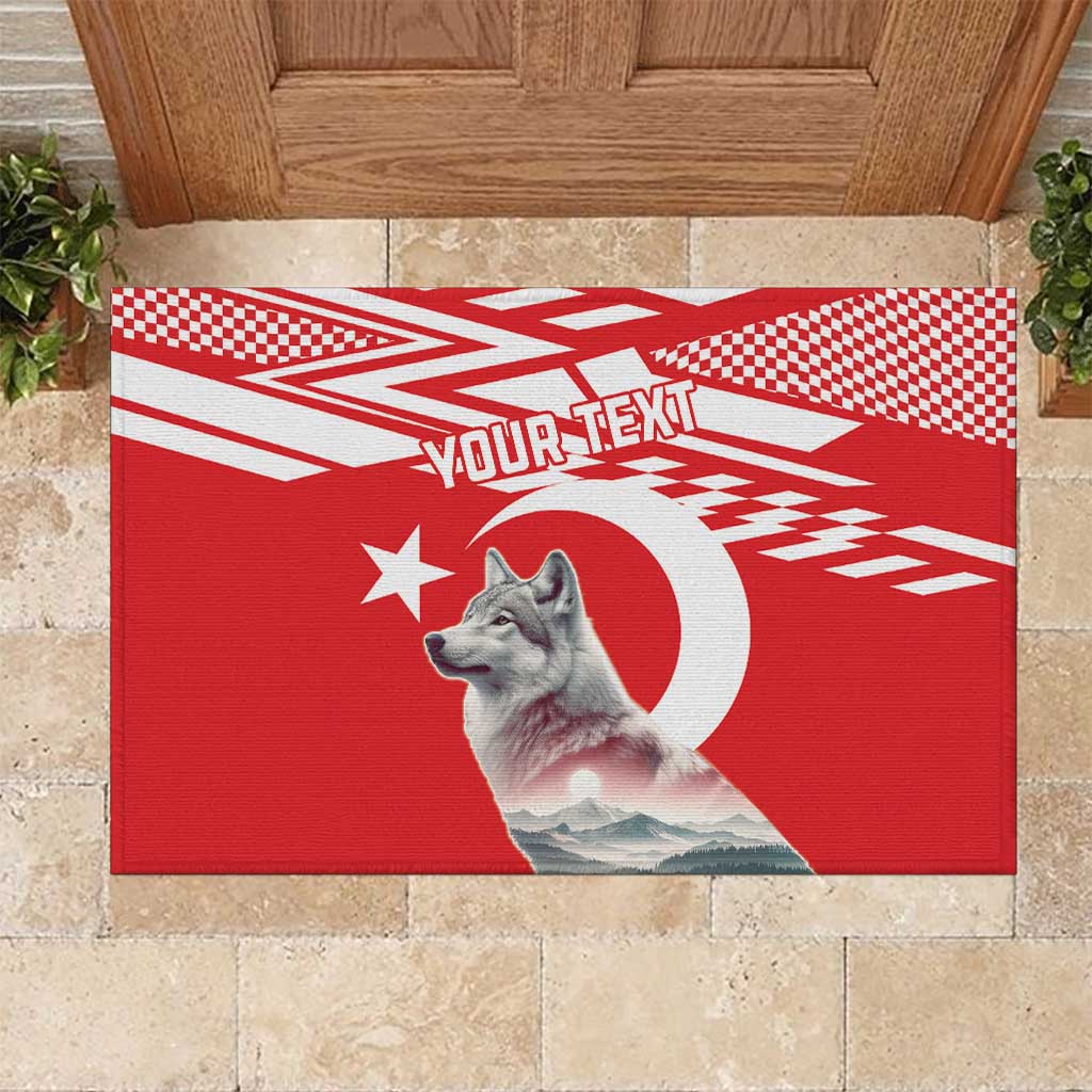 Personalized Gray Wolf Turkey Rubber Doormat Turkish Mountain - Wonder Print Shop