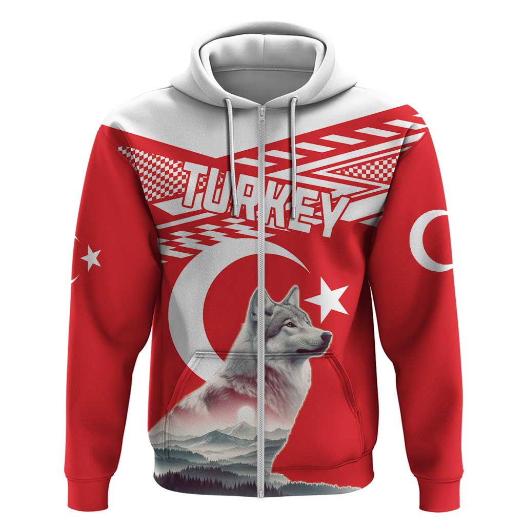 Personalized Gray Wolf Turkey Zip Hoodie Turkish Mountain - Wonder Print Shop