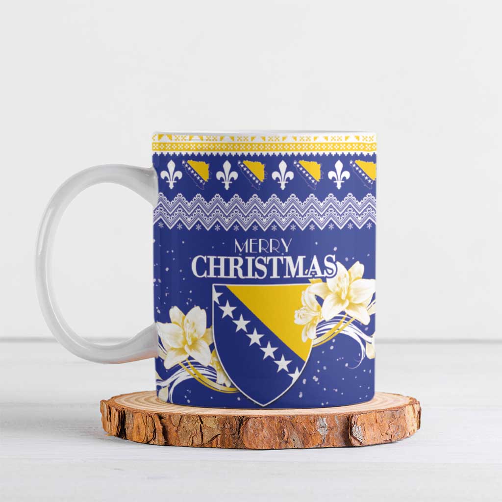 Personalized Bosnia and Herzegovina Christmas Ceramic Mug Coat Of Arms Srecan Bozic - Wonder Print Shop