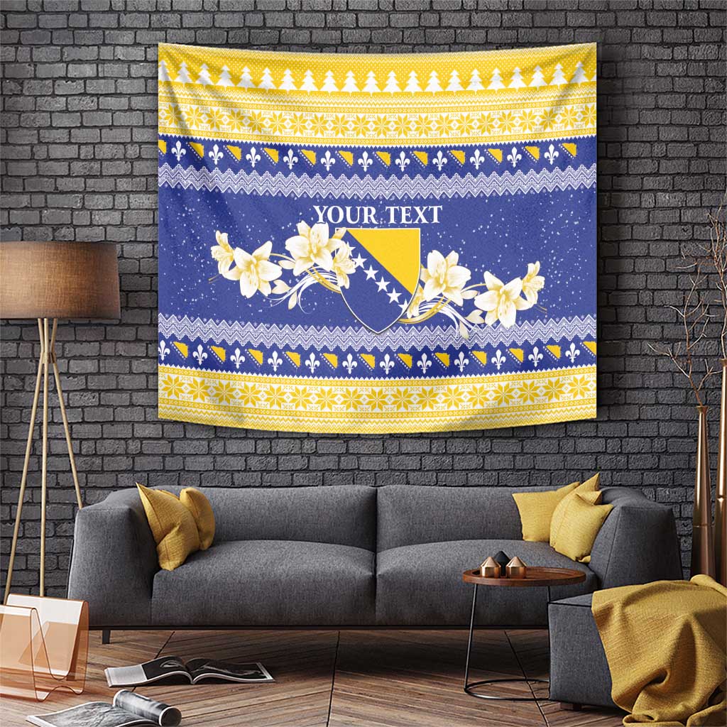 Personalized Bosnia and Herzegovina Christmas Tapestry Coat Of Arms Srecan Bozic - Wonder Print Shop