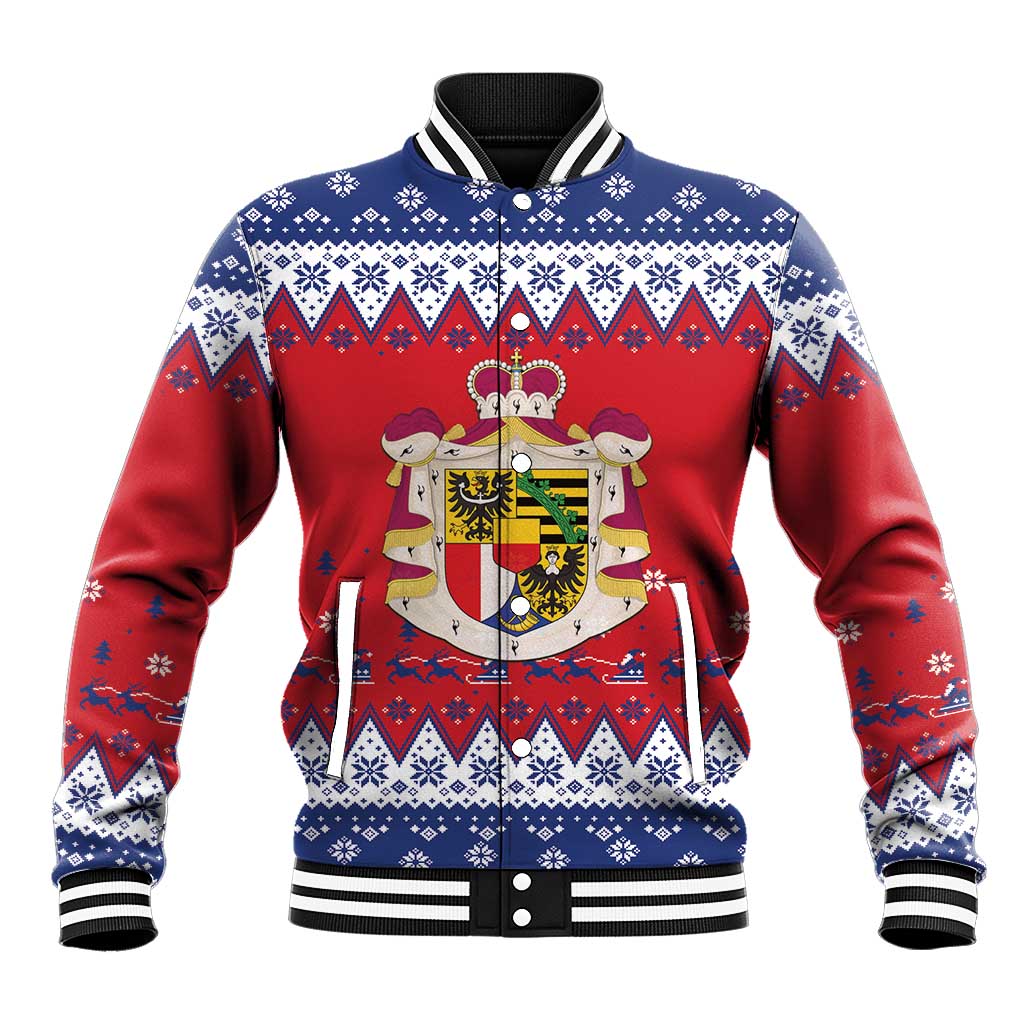 Liechtenstein Christmas Baseball Jacket Coat Of Arms Frohe Weihnachten - Wonder Print Shop