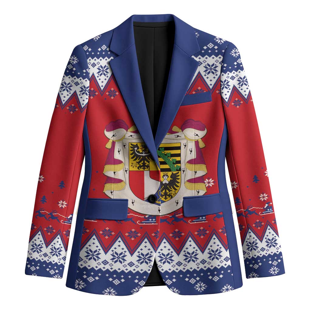Liechtenstein Christmas Blazer Coat Of Arms Frohe Weihnachten - Wonder Print Shop
