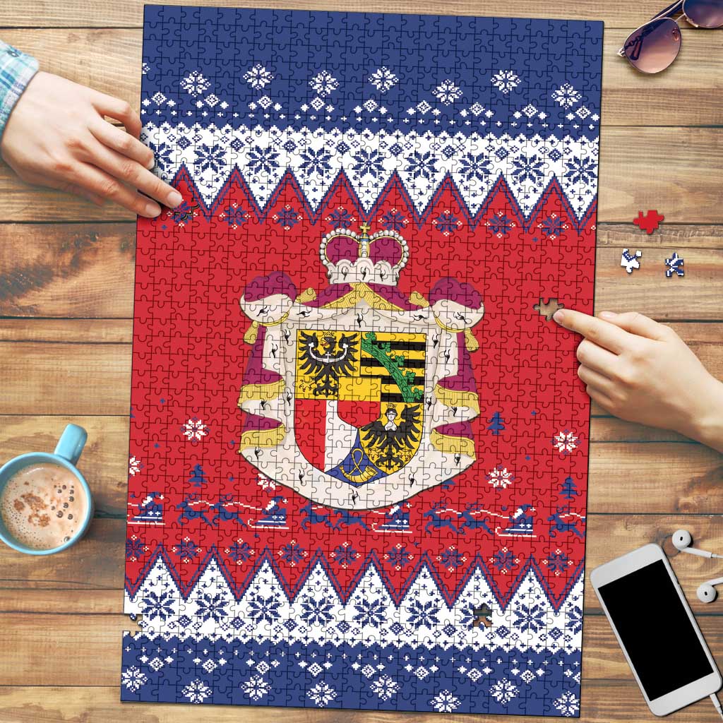 Liechtenstein Christmas Puzzle Coat Of Arms Frohe Weihnachten - Wonder Print Shop
