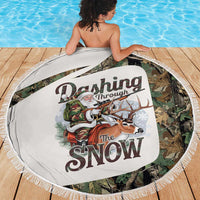 Santa Deer Hunting Christmas Beach Blanket Hunting Camouflage Patterns - Wonder Print Shop