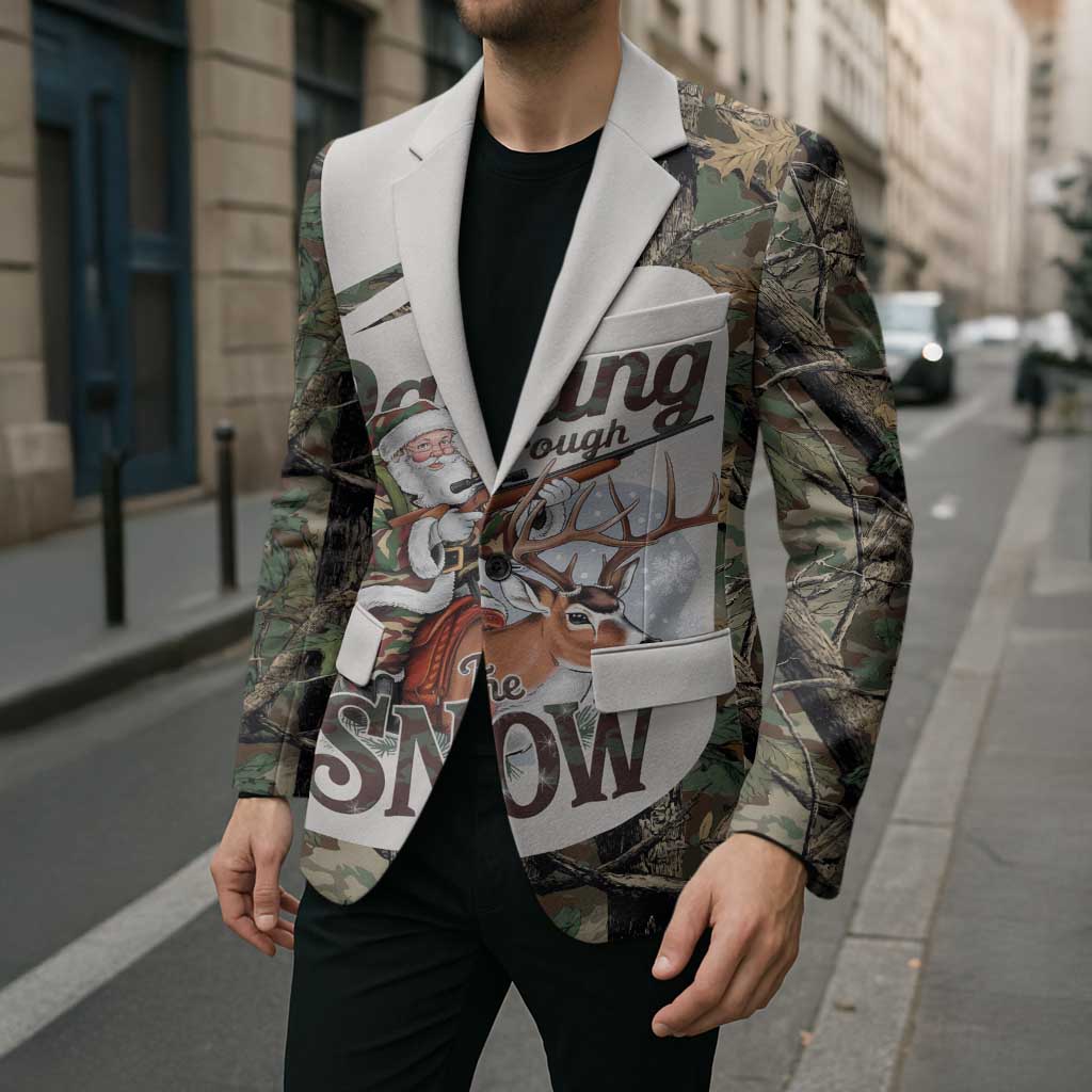 Santa Deer Hunting Christmas Blazer Hunting Camouflage Patterns - Wonder Print Shop