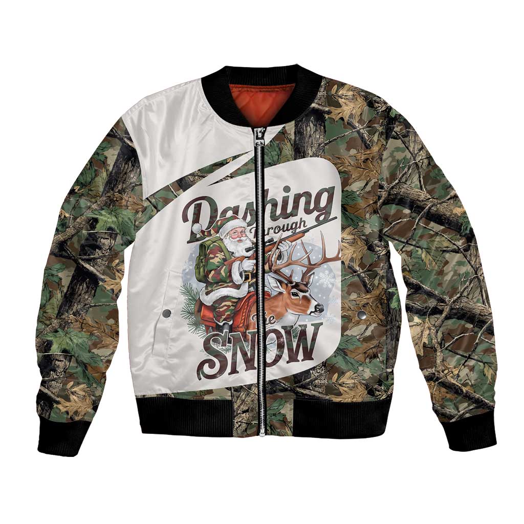 Santa Deer Hunting Christmas Bomber Jacket Hunting Camouflage Patterns - Wonder Print Shop