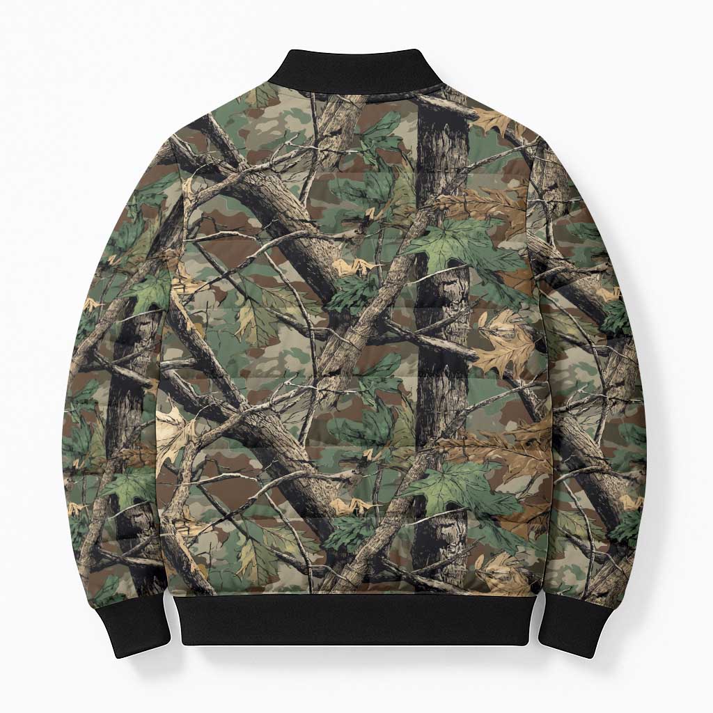Santa Deer Hunting Christmas Bomber Puffer Jacket Hunting Camouflage Patterns - Wonder Print Shop