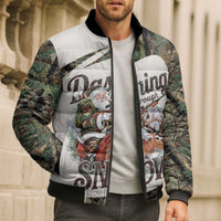 Santa Deer Hunting Christmas Bomber Puffer Jacket Hunting Camouflage Patterns - Wonder Print Shop