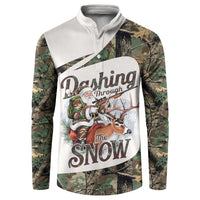Santa Deer Hunting Christmas Button Sweatshirt Hunting Camouflage Patterns - Wonder Print Shop