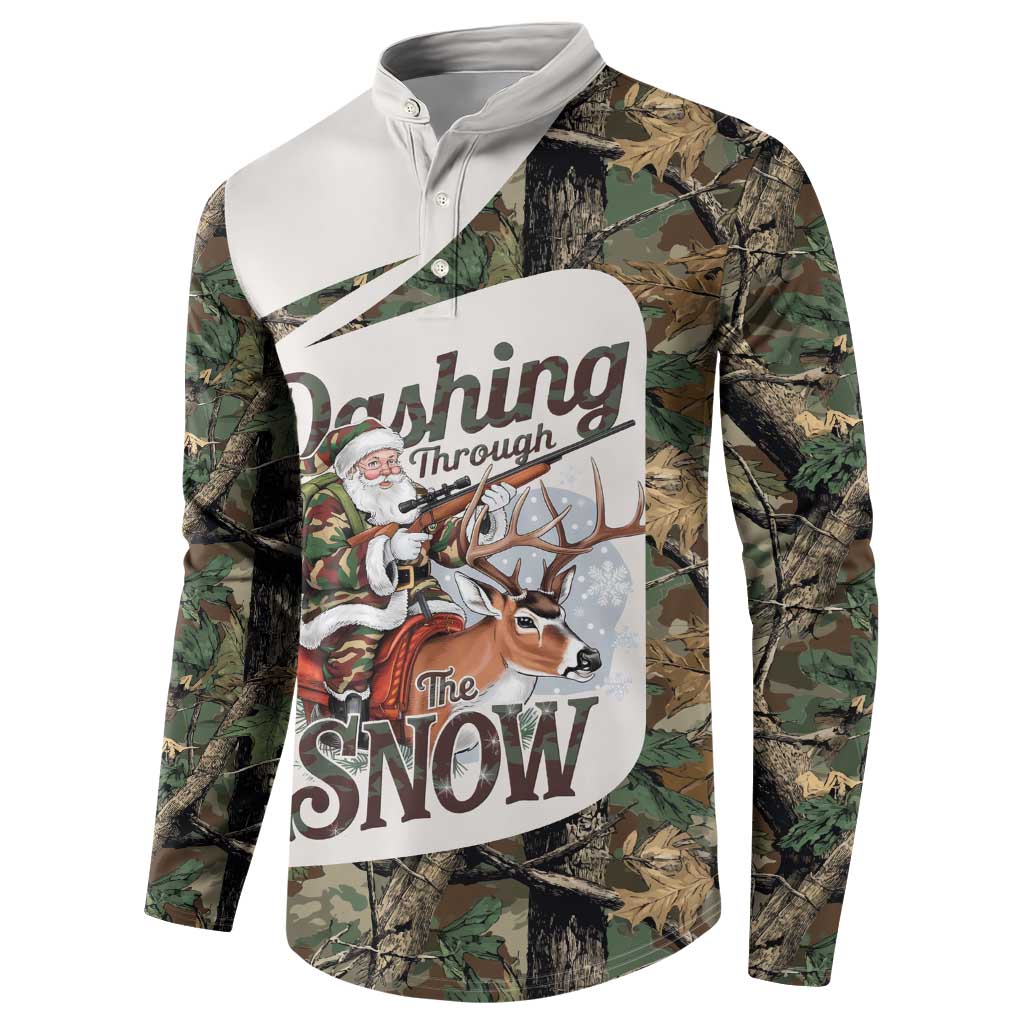 Santa Deer Hunting Christmas Button Sweatshirt Hunting Camouflage Patterns - Wonder Print Shop
