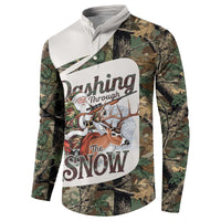 Santa Deer Hunting Christmas Button Sweatshirt Hunting Camouflage Patterns - Wonder Print Shop