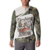 Santa Deer Hunting Christmas Button Sweatshirt Hunting Camouflage Patterns - Wonder Print Shop