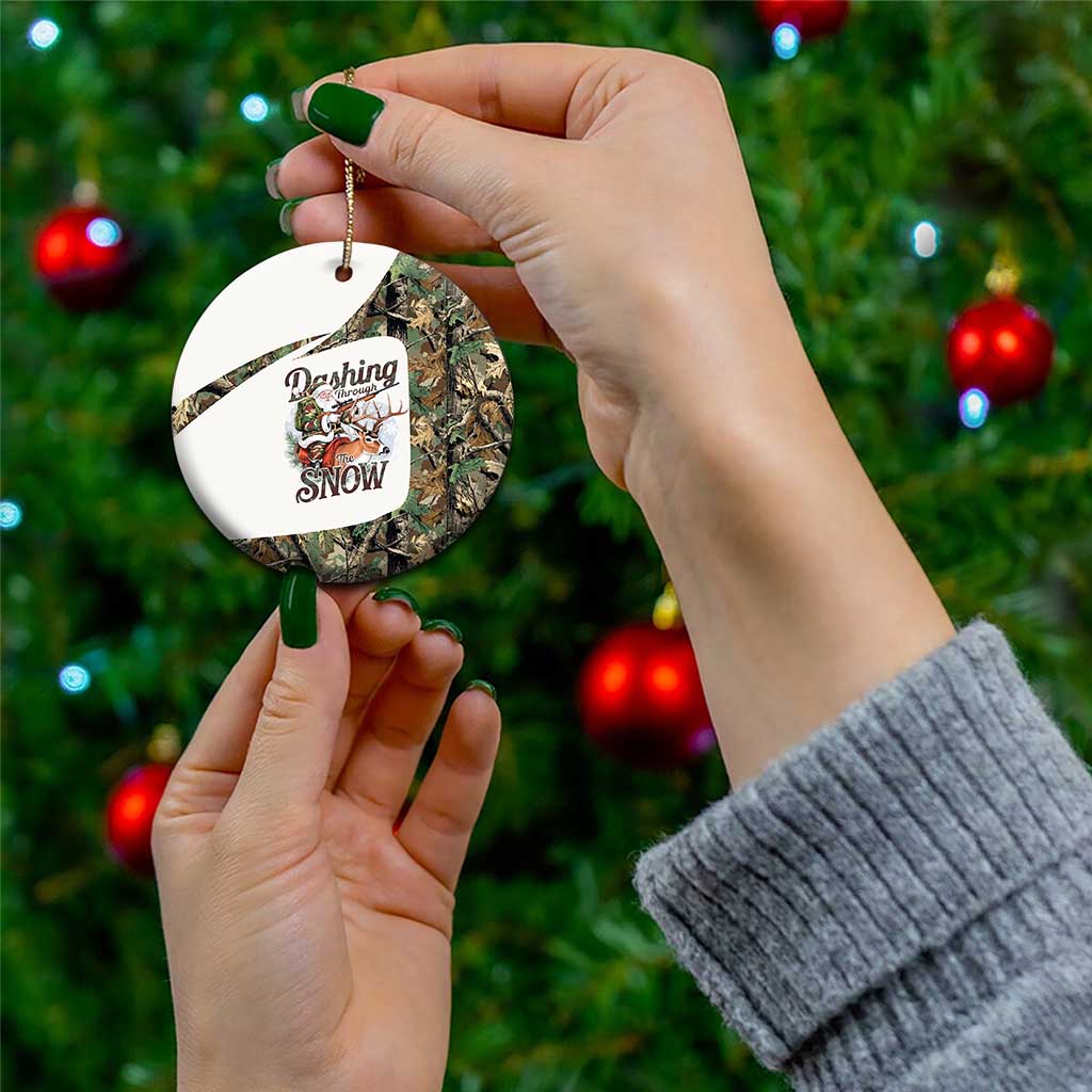 Santa Deer Hunting Christmas Ceramic Ornament Hunting Camouflage Patterns - Wonder Print Shop