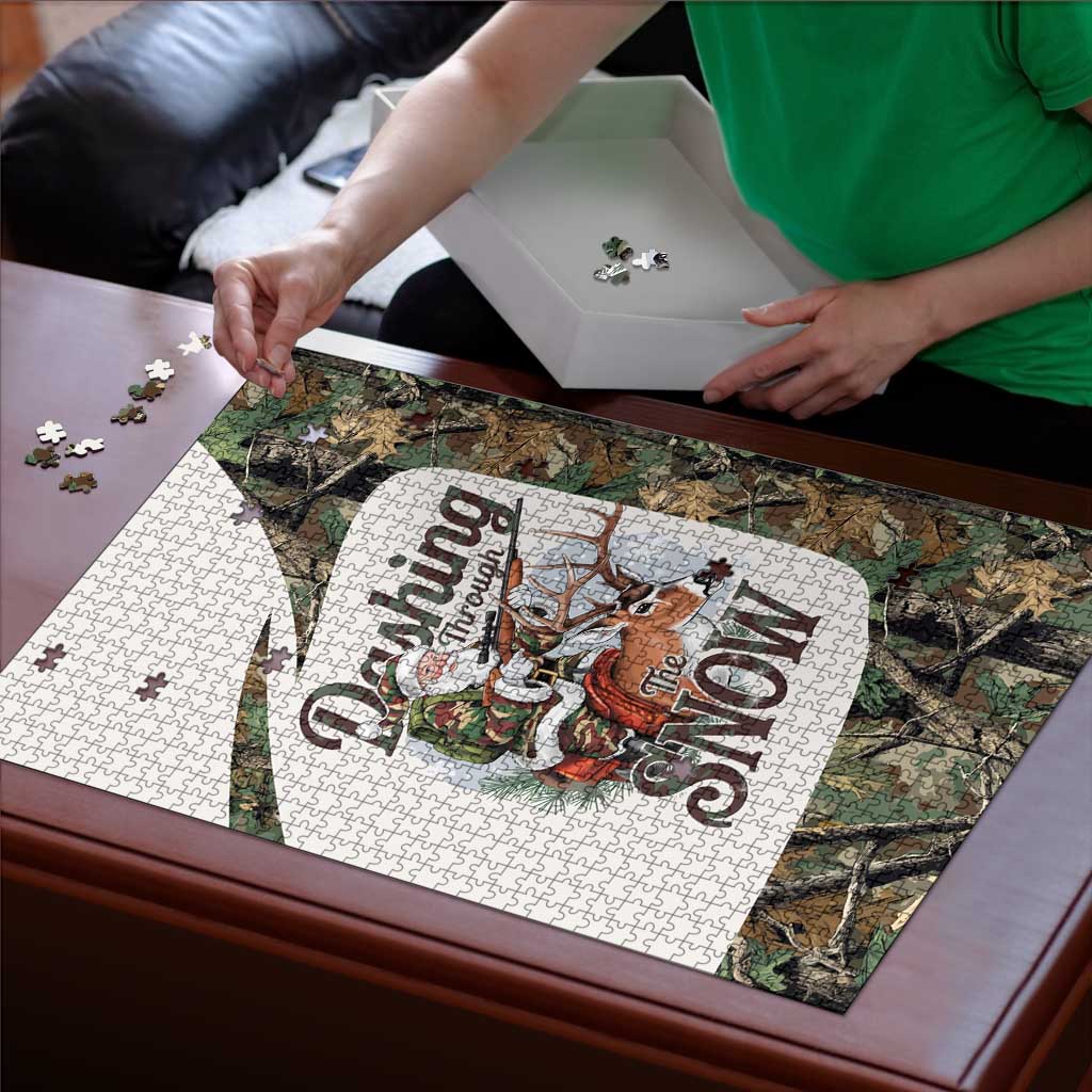 Santa Deer Hunting Christmas Puzzle Hunting Camouflage Patterns - Wonder Print Shop