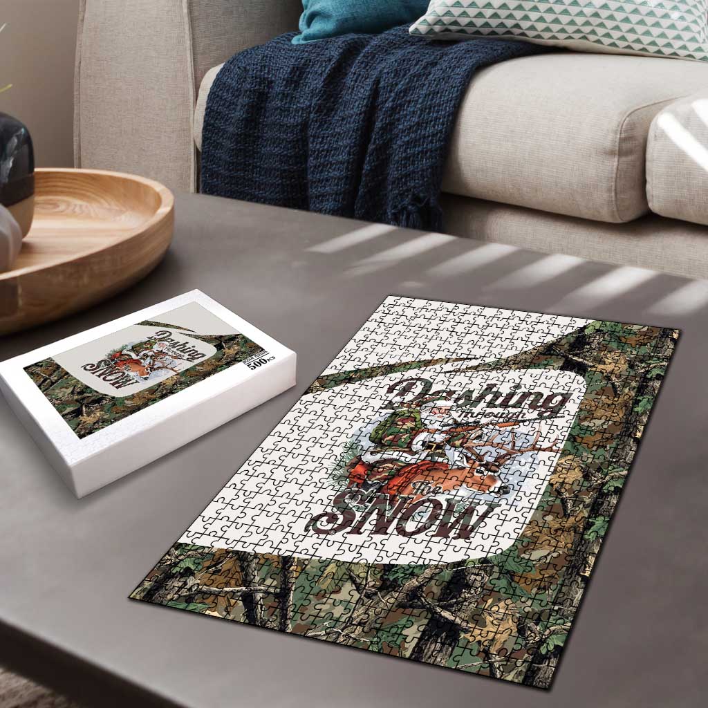 Santa Deer Hunting Christmas Puzzle Hunting Camouflage Patterns - Wonder Print Shop