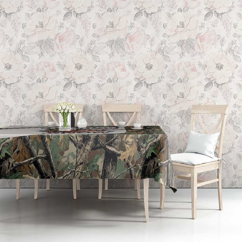 Santa Deer Hunting Christmas Tablecloth Hunting Camouflage Patterns - Wonder Print Shop