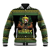 Merry Hunmas Baseball Jacket Hunter Deer Santa Hat - Wonder Print Shop