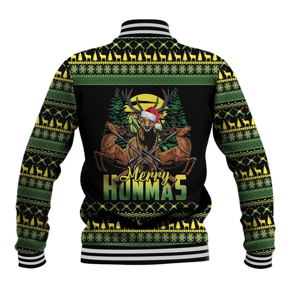 Merry Hunmas Baseball Jacket Hunter Deer Santa Hat - Wonder Print Shop