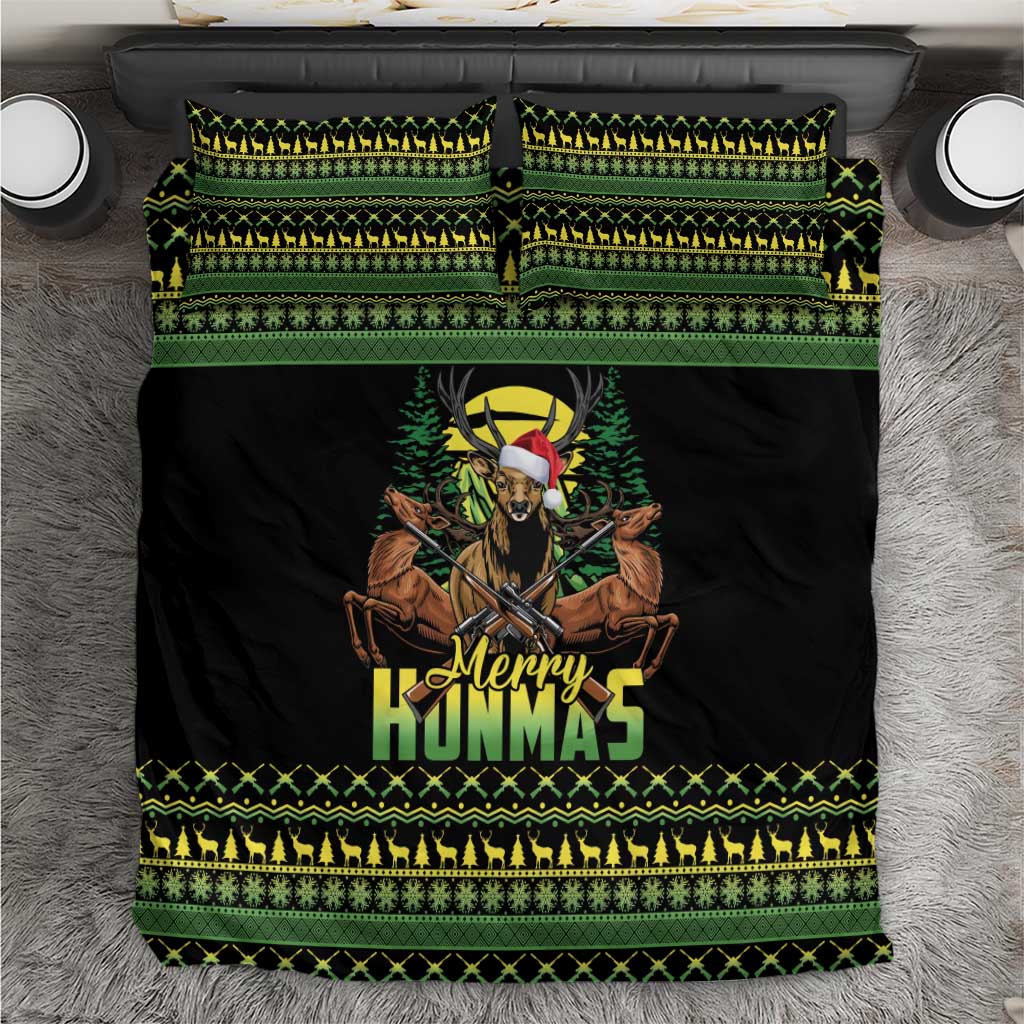 Merry Hunmas Bedding Set Hunter Deer Santa Hat - Wonder Print Shop