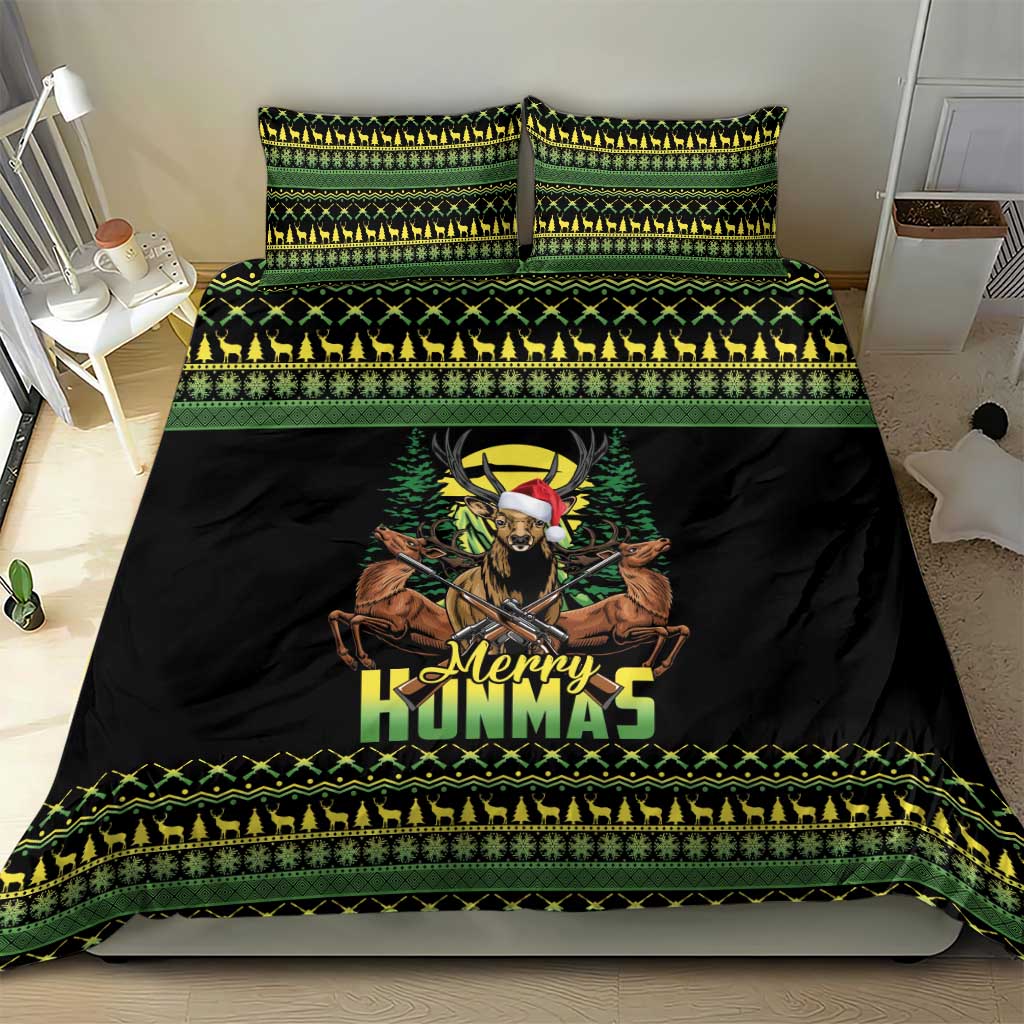 Merry Hunmas Bedding Set Hunter Deer Santa Hat - Wonder Print Shop