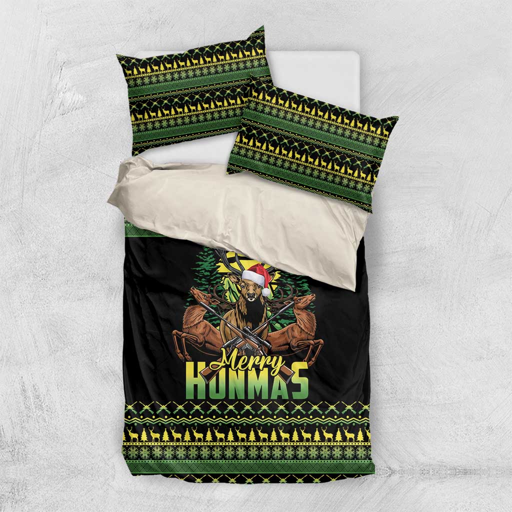 Merry Hunmas Bedding Set Hunter Deer Santa Hat - Wonder Print Shop