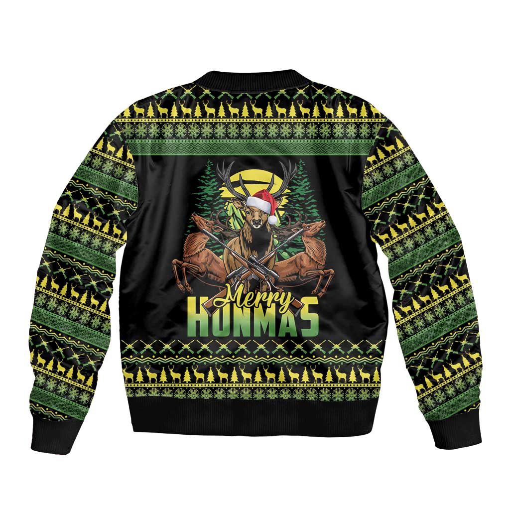 Merry Hunmas Bomber Jacket Hunter Deer Santa Hat - Wonder Print Shop